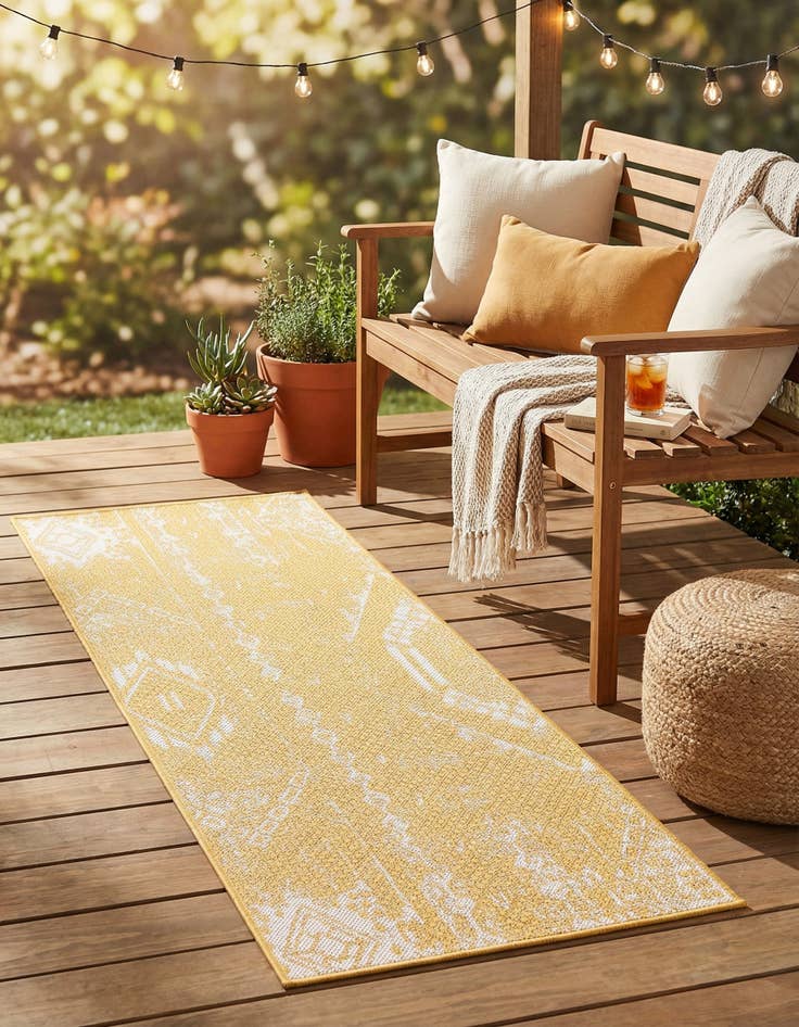 Detail image of 2' x 5' 3  Washable Bohemian Indoor / Outdoor Runner Rug