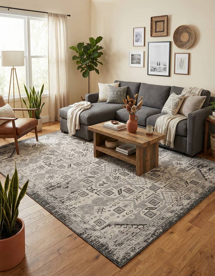 Detail image of 10' x 13'  Washable Aztec Indoor / Outdoor Rug