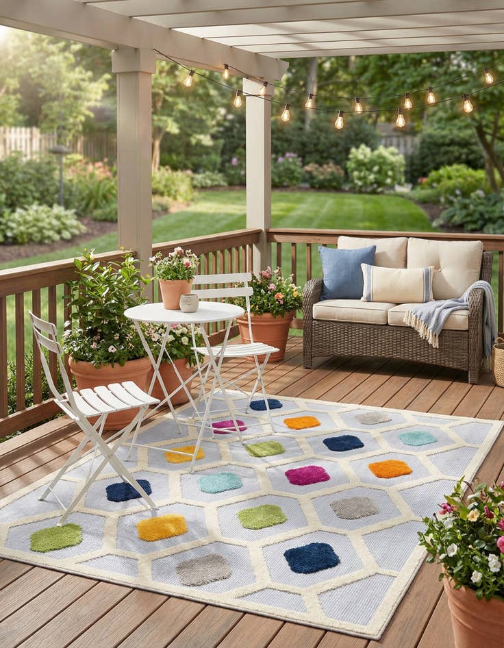 Detail image of  5' 3 x 5' 3  Washable Aruba Indoor / Outdoor Square Rug