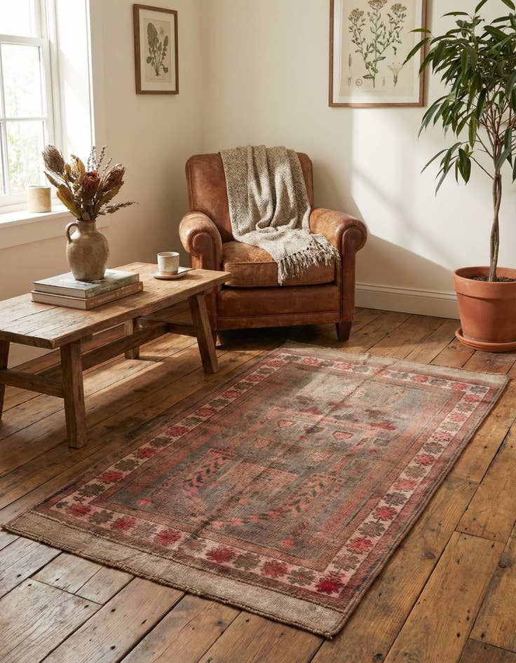 Detail image of  2' 10 x 4' 10  Hand Knotted Ultra Vintage Persian Wool Rug