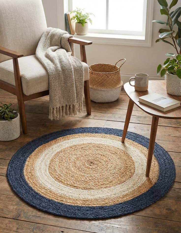 Detail image of 2' x 2'  Hand Braided Jute Round Rug