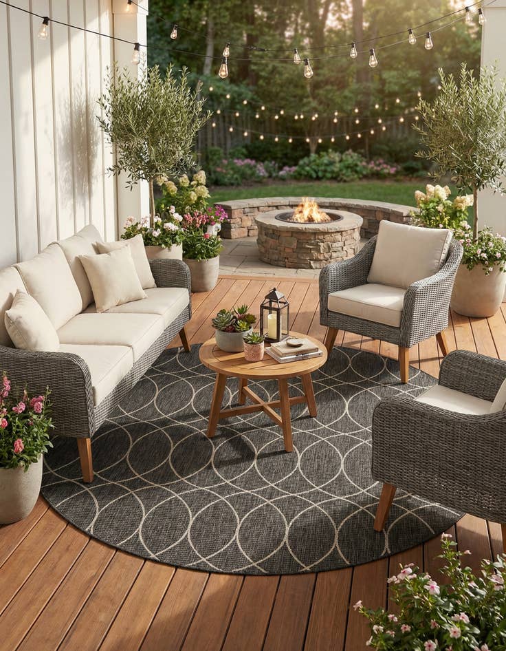 Detail image of 10' x 10'  Washable Trellis Indoor / Outdoor Round Rug
