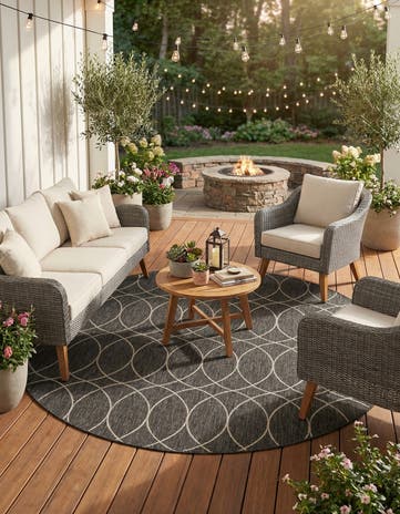 10' x 10' Easy-Clean Lattice Indoor / Outdoor Round Rug