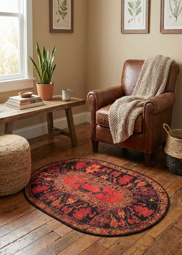 2' 2 x 3' Easy-Clean Tribal Indoor / Outdoor Oval Rug