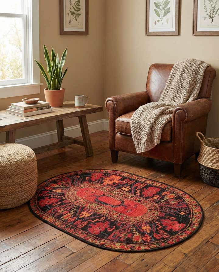 2' 2 x 3' Easy-Clean Tribal Indoor / Outdoor Oval Rug