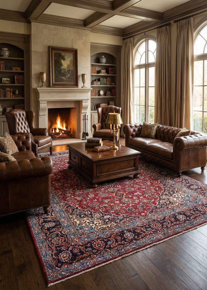 9' 6 x 12' 9 Hand Knotted Kashan Persian Wool Rug