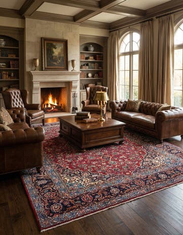 9' 6 x 12' 9 Hand Knotted Kashan Persian Wool Rug