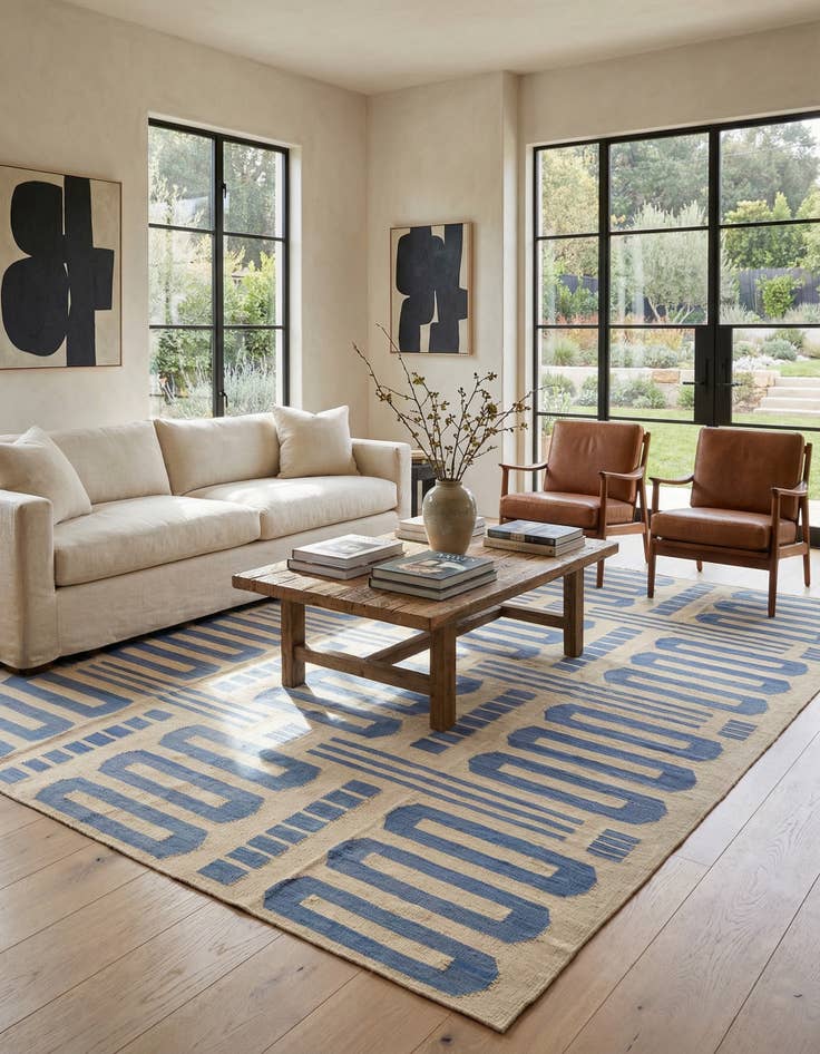 Detail image of  8' 4 x 10' 2  Hand Woven Kilim Modern Wool Rug