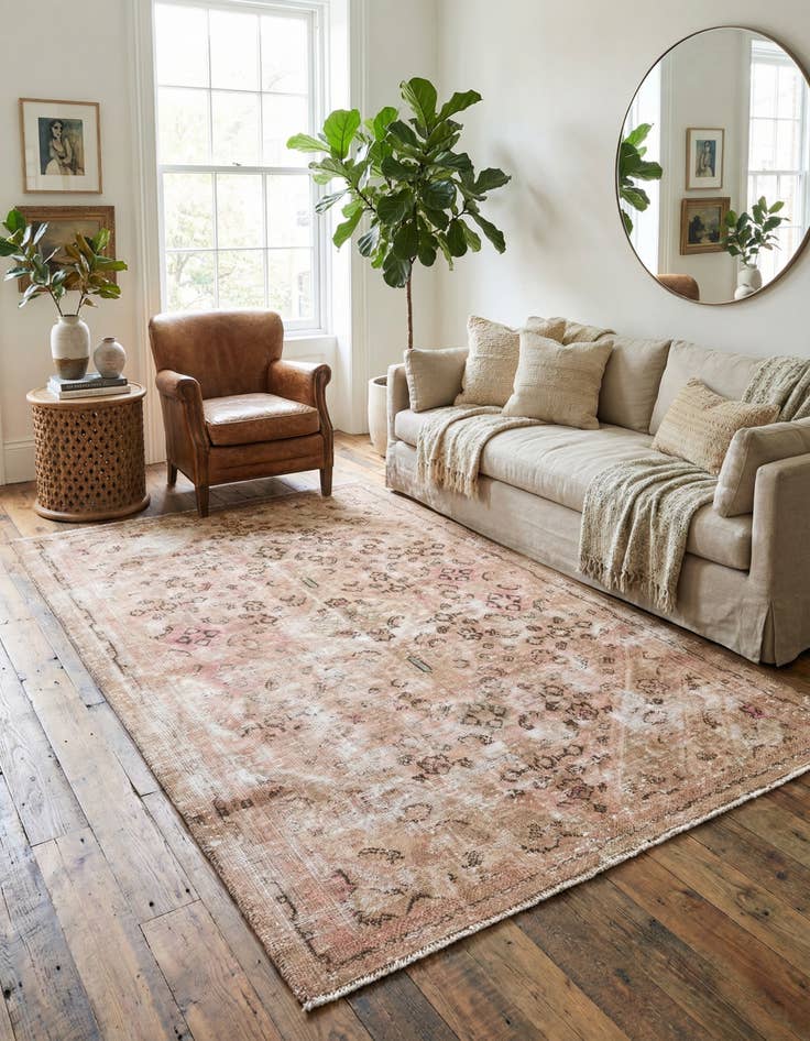 Detail image of 5' 1 x 9'  Hand Knotted Ultra Vintage Persian Wool Rug