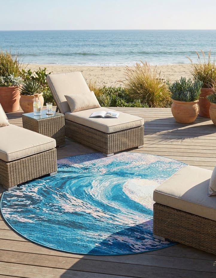 5' 3 x 5' 3 Easy-Clean Modern Indoor / Outdoor...