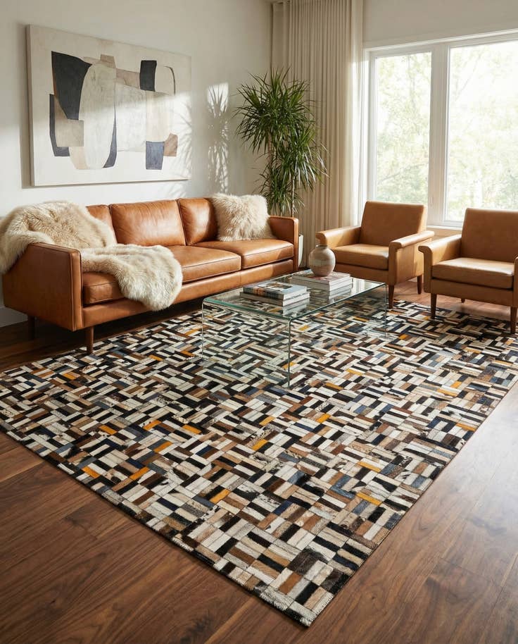 Detail image of 5' 3 x 8' Cowhide - Patchwork Rug