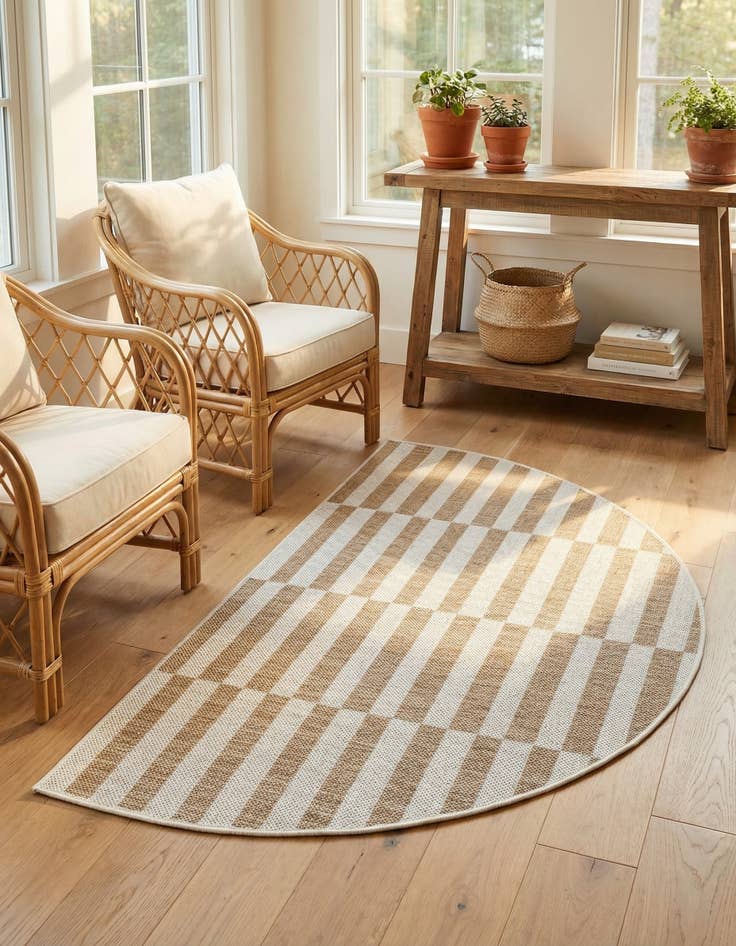 Detail image of 2' 7 x 4'  Washable Striped Indoor / Outdoor Hearth Rug