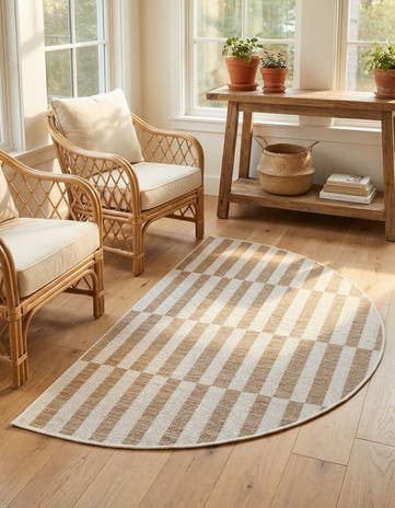 2' 7 x 4' Easy-Clean Striped Indoor / Outdoor Hearth Rug