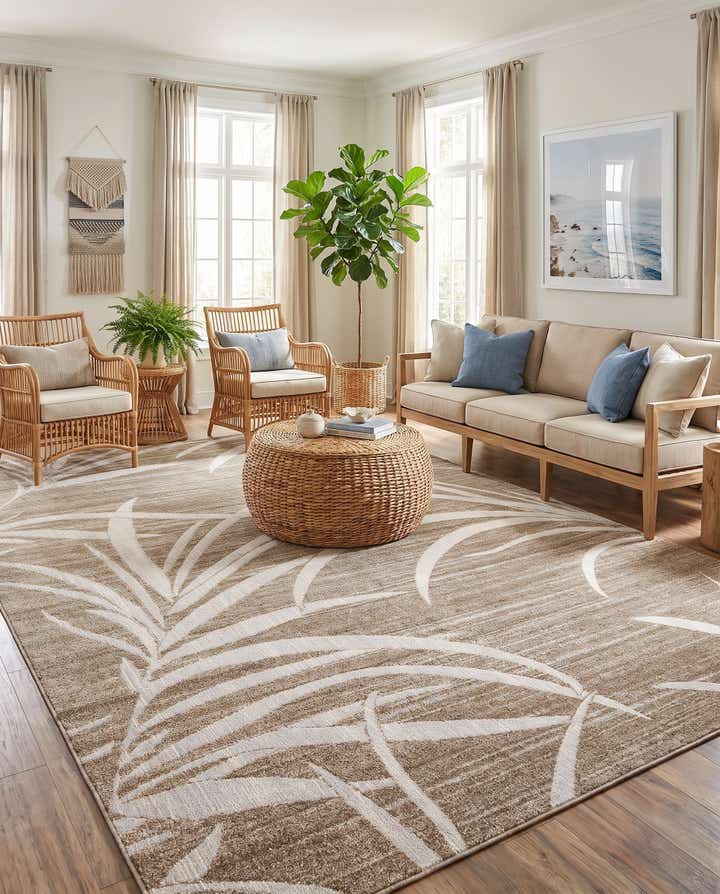 9' x 12' 2 Easy-Clean Botanical Indoor / Outdoor Rug