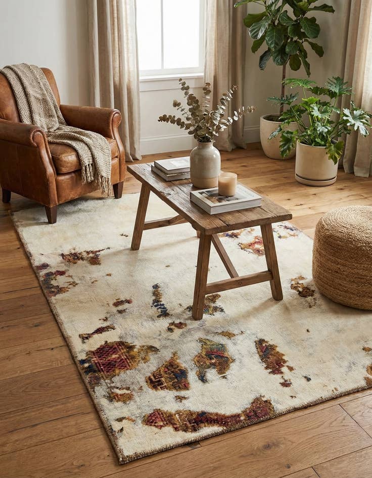 Detail image of  4' x 5' 9  Hand Knotted Ultra Vintage Persian Wool Rug