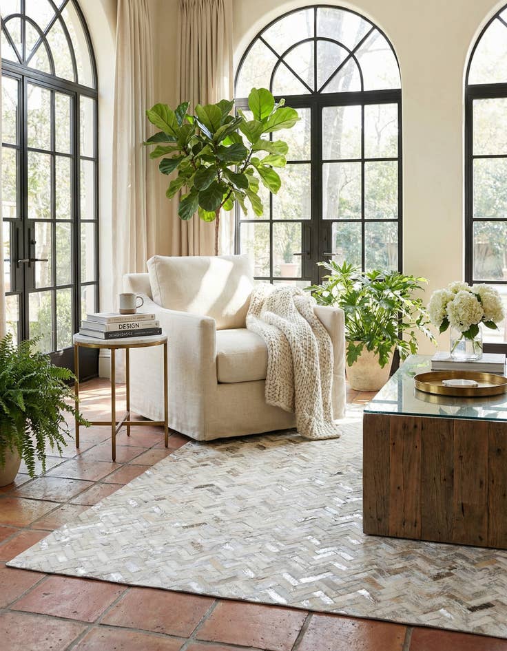 Detail image of 5' 4 x 7' 6 Cowhide Stocks Rug