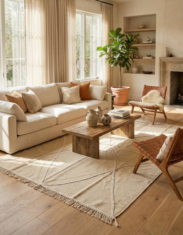 Detail image of 4' 8 x 7' 3  Hand Woven Kilim Modern Wool Rug