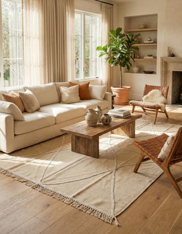 4' 8 x 7' 3 Hand Woven Kilim Modern Wool Rug