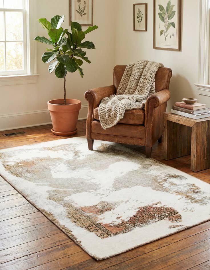 Detail image of 3' 9 x 6' 2  Hand Knotted Ultra Vintage Persian Wool Rug