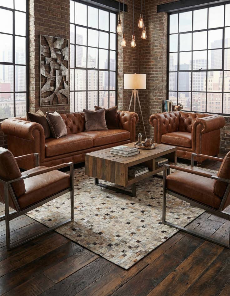 Detail image of 5' 4 x 7' 6 Cowhide Stocks Rug