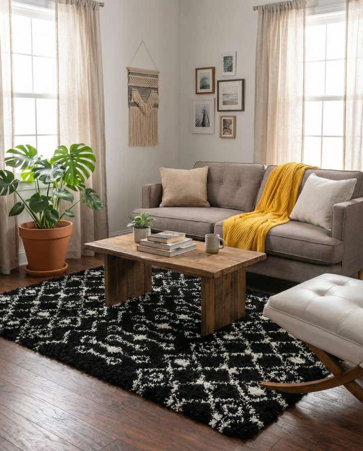 5' 3 x 8' Moroccan Trellis Shag Rug