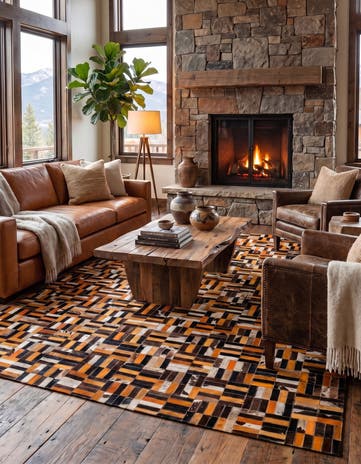 4' 11 x 7' 10 Cowhide - Patchwork Rug