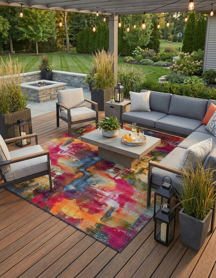 Detail image of 10' x 12' 2  Washable Modern Indoor / Outdoor Rug