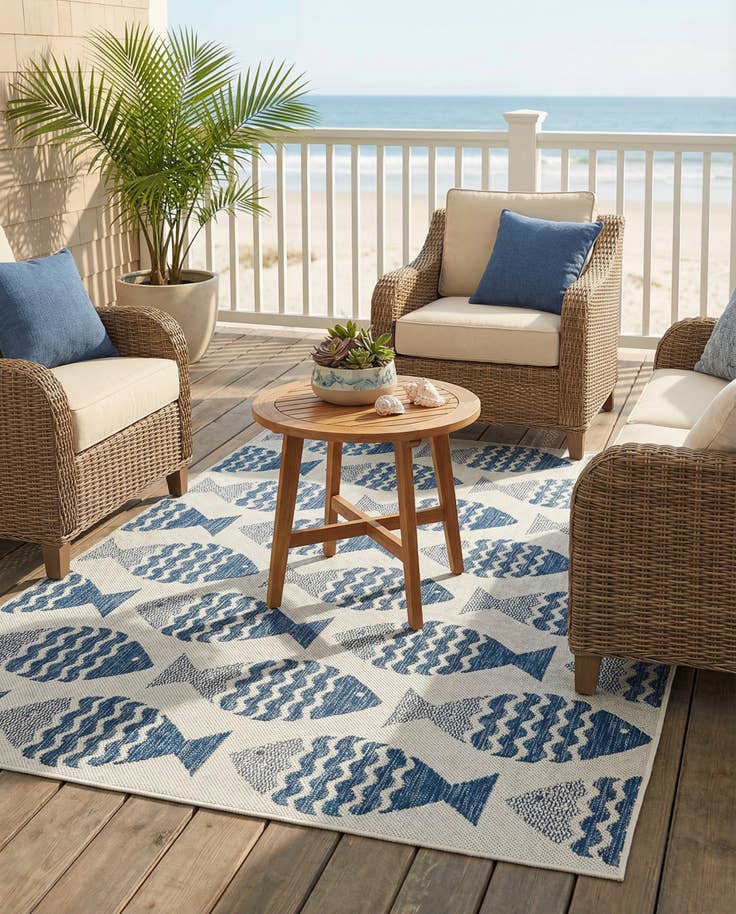 Detail image of 4' x 6' Easy-Clean Coastal Indoor / Outdoor Rug