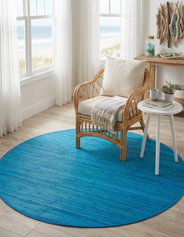 Blue Bamboo Round Rug