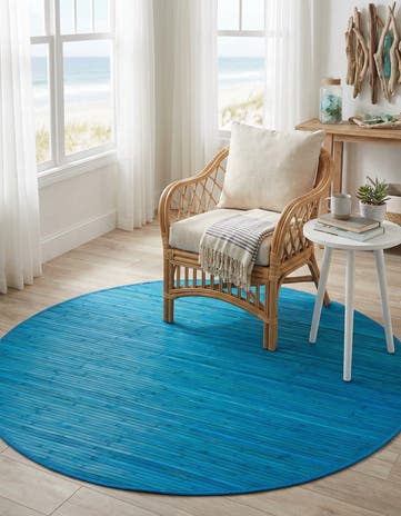 Blue Bamboo Round Rug