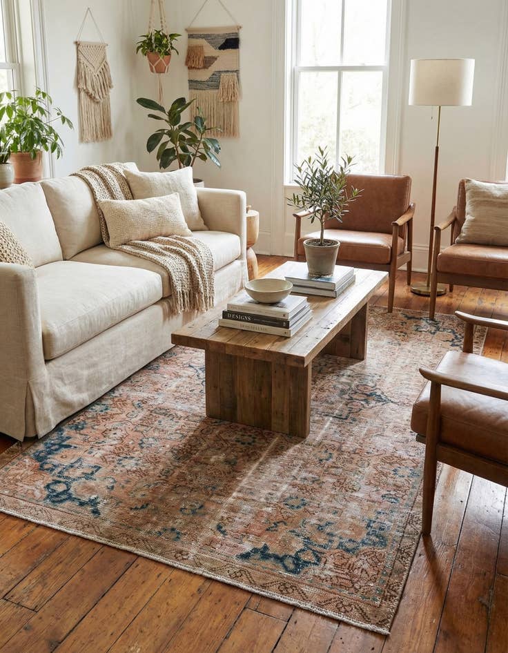 Detail image of 3' 8 x 5' 9  Hand Knotted Ultra Vintage Persian Wool Rug