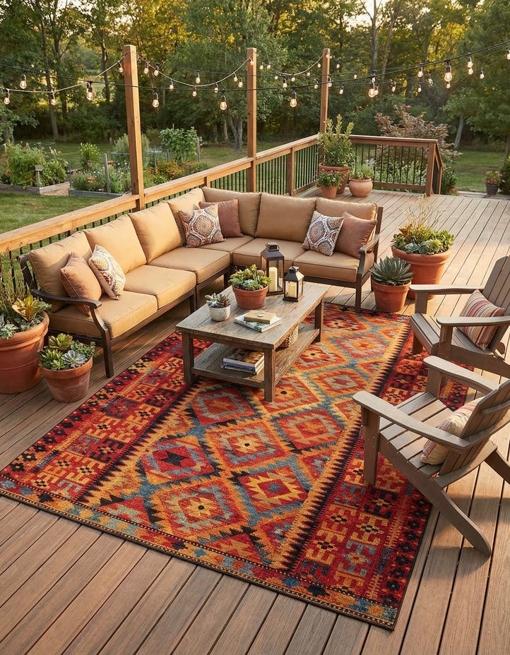 9' x 12' Easy-Clean Tribal Indoor / Outdoor...