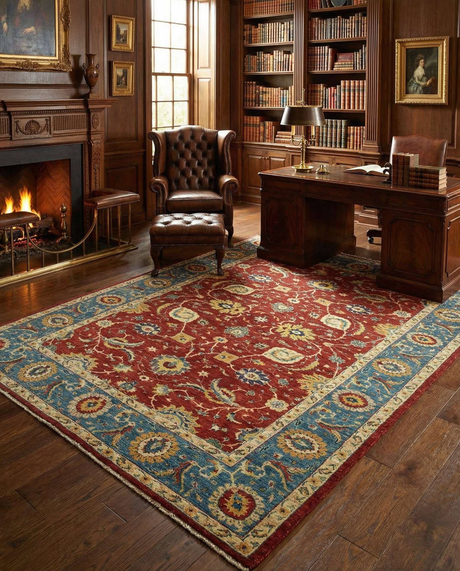 6' 9 x 9' 9 Hand Knotted Peshawar Ziegler Rug