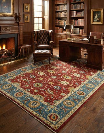 6' 9 x 9' 9 Hand Knotted Peshawar Ziegler Rug