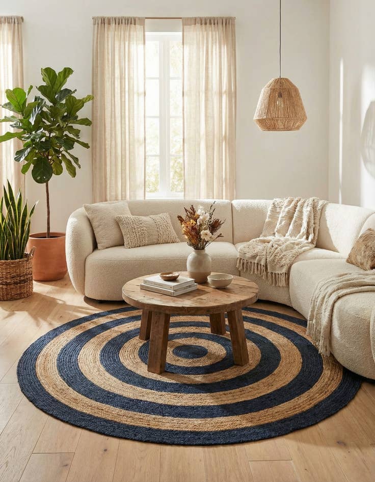 Detail image of 8' x 8'  Hand Braided Jute Round Rug