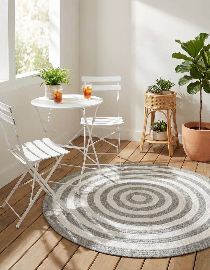 Detail image of  3' 3 x 3' 3  Hand Woven Eco Verse   Washable Indoor / Outdoor Round Rug