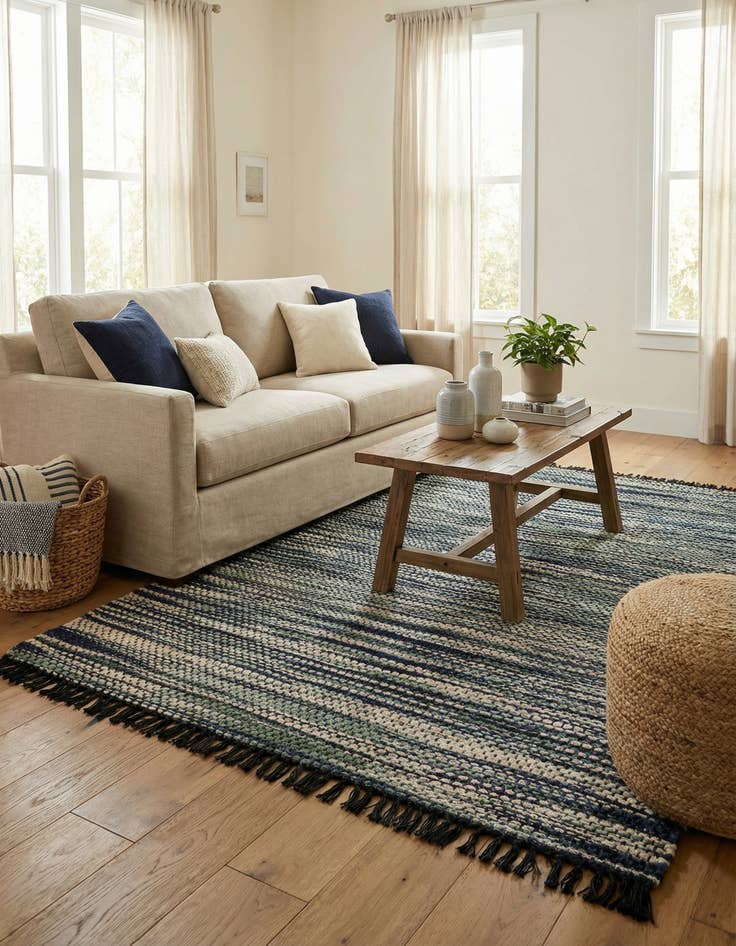 Detail image of 5' 1 x 8'  Hand Woven Chunky Jute Rug