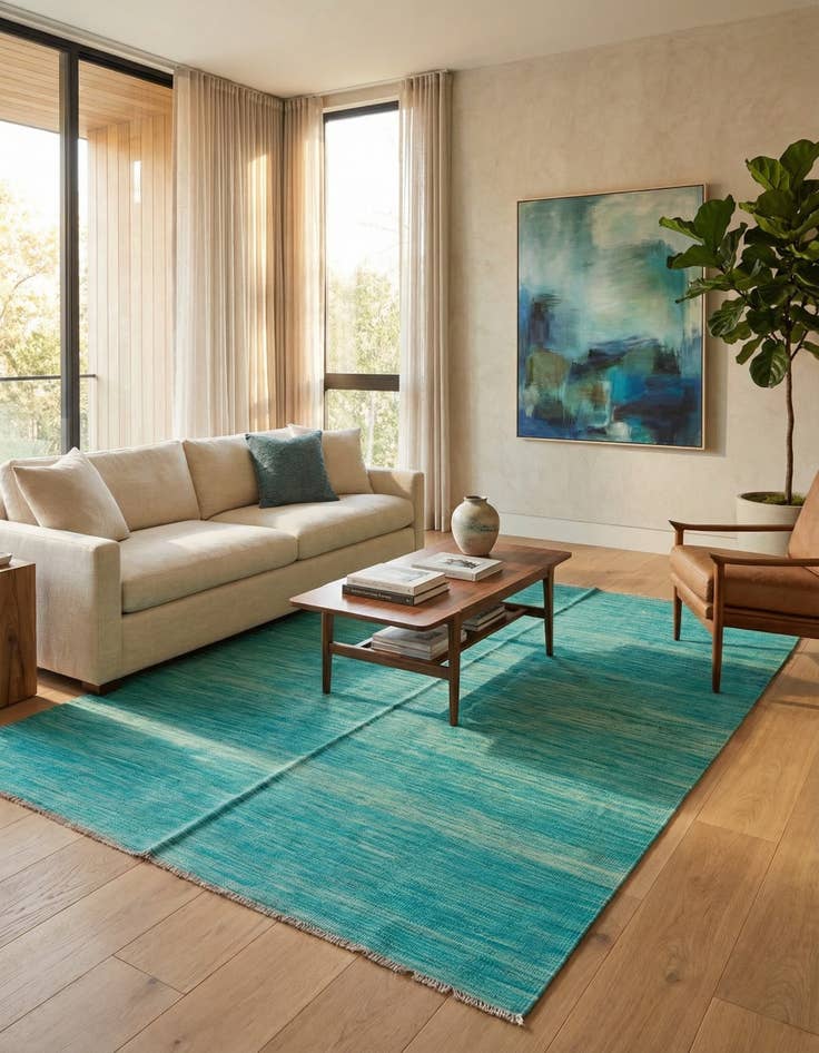 Detail image of 5' 5 x 8'  Hand Woven Kilim Modern Wool Rug