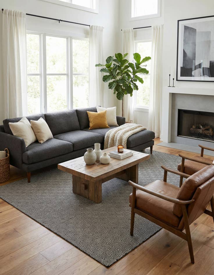 Detail image of  9' x 12'  Hand Woven Geo Trellis Flatweave Rug