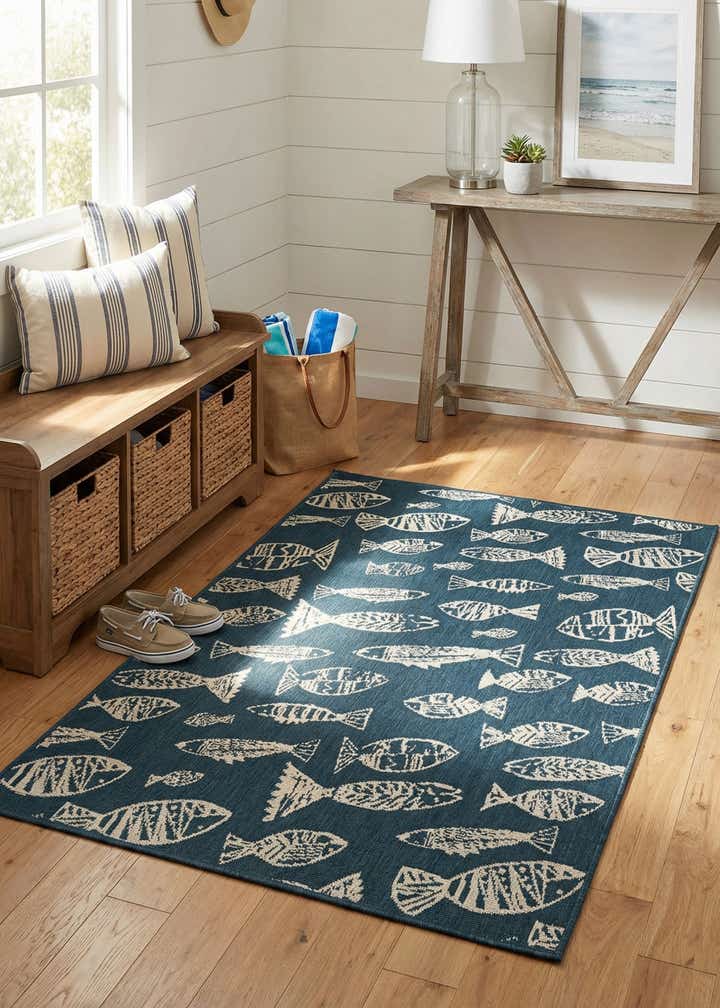 4' x 6' Easy-Clean Coastal Indoor / Outdoor Rug