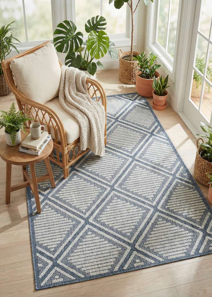 5' 3 x 8' Easy-Clean Trellis Indoor / Outdoor Rug