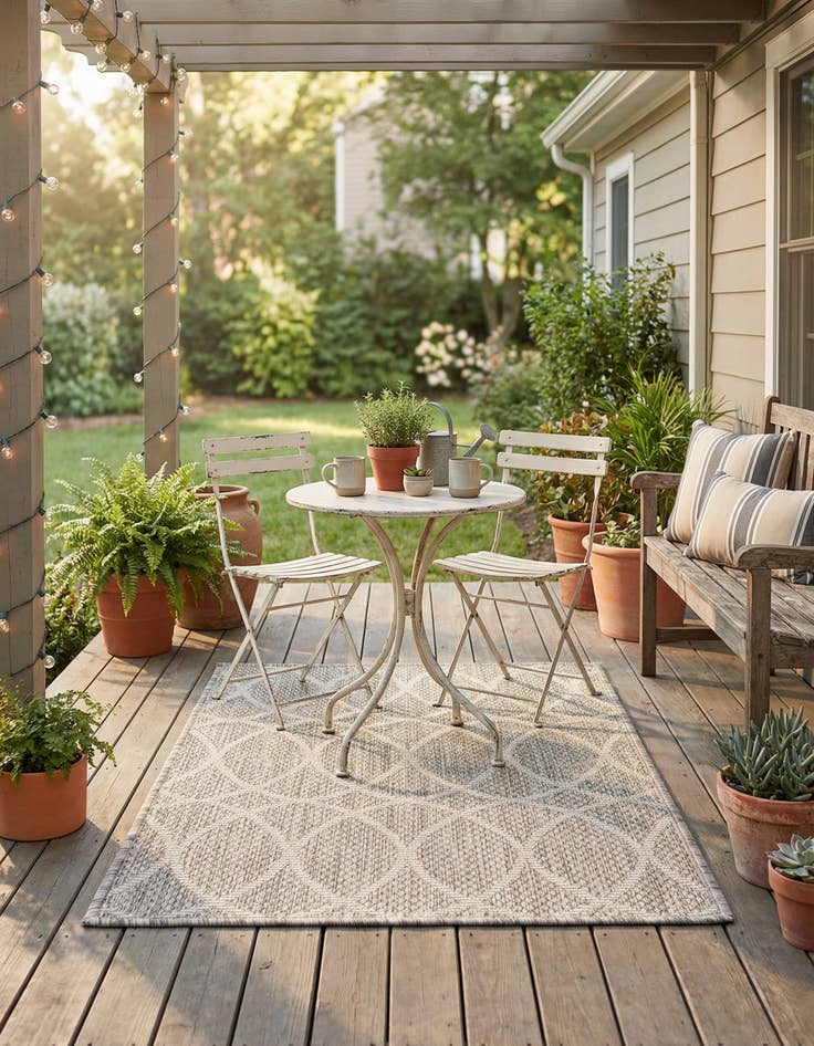 Detail image of 2' x 3'  Washable Trellis Indoor / Outdoor Rug
