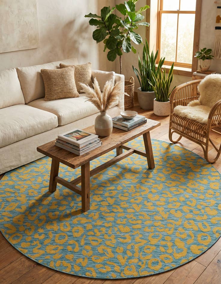 Detail image of 10' x 10'  Washable Safari Indoor / Outdoor Round Rug