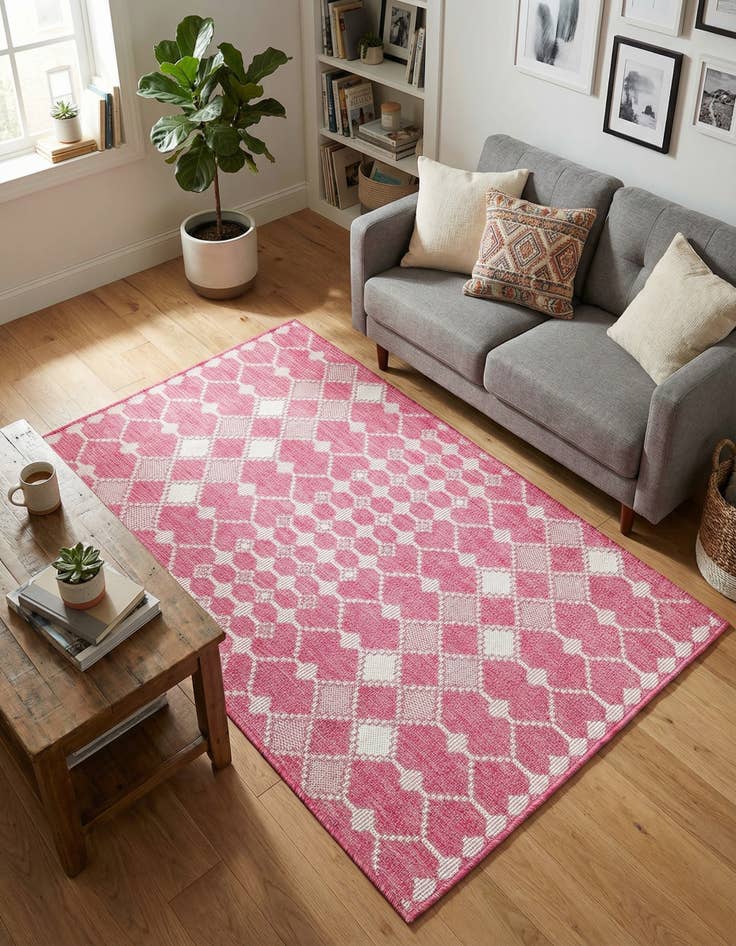 Detail image of  3' x 5' 3  Washable Lattice Indoor / Outdoor Rug