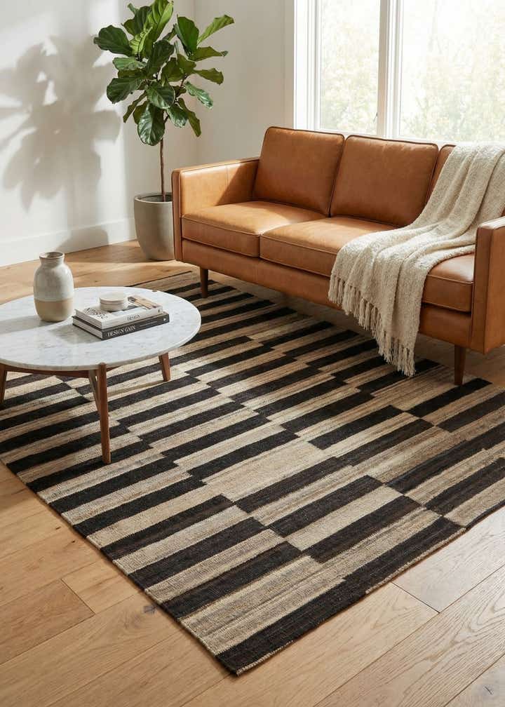 4' 3 x 5' 10 Hand Woven Kilim Modern Wool Rug