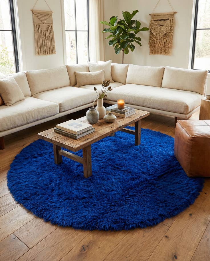 Detail image of 6' 5 x 6' 5 Hand Knotted Moroccan Wool Round Rug