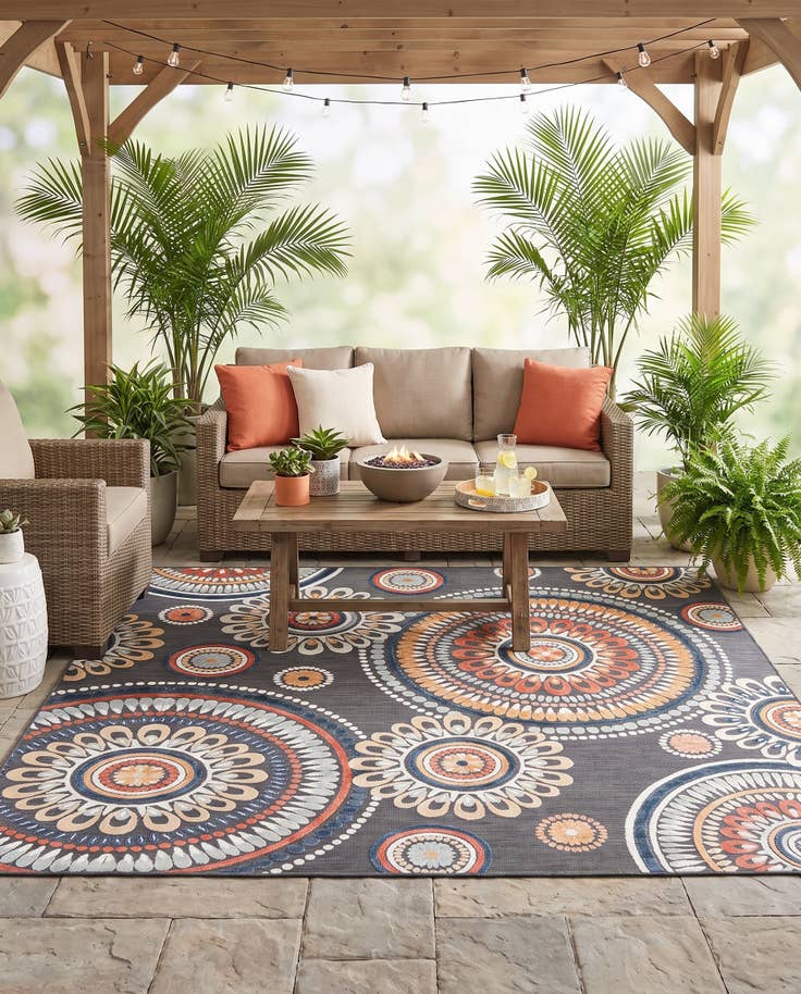 Detail image of 8' 2 x 8' 2 Easy-Clean Botanical Indoor / Outdoor Square Rug