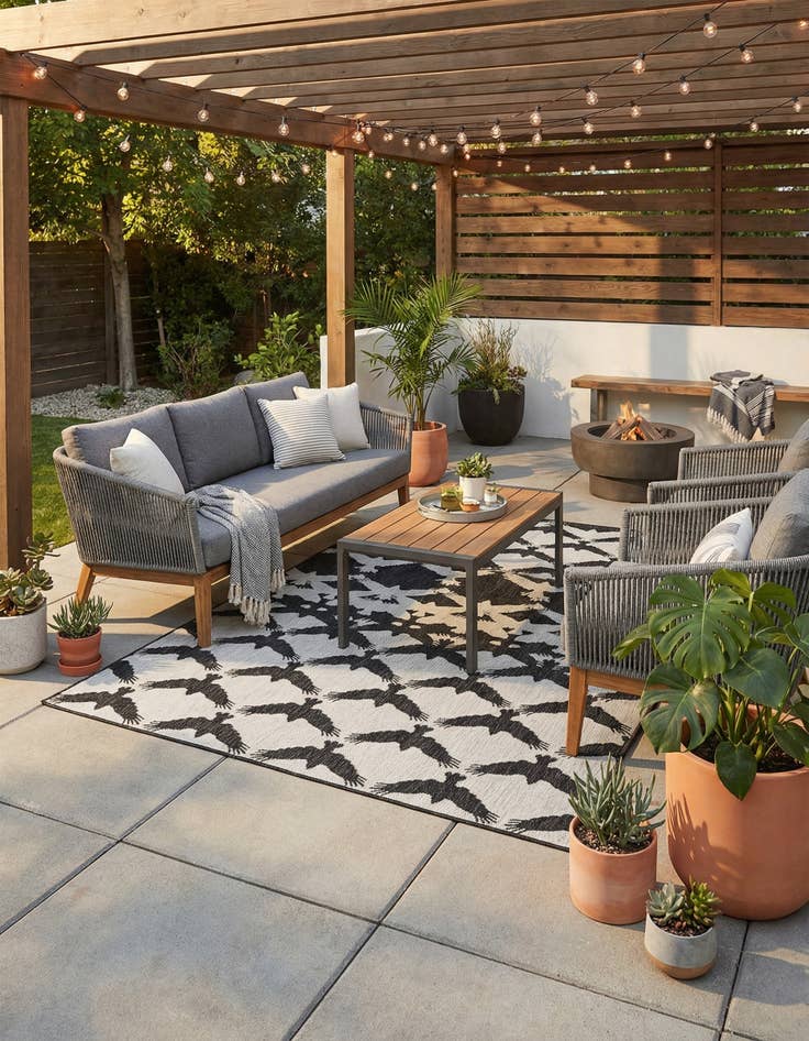 Detail image of 5' 3 x 8'  Washable Modern Indoor / Outdoor Rug