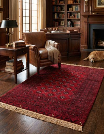 4' 2 x 6' 6 Hand Knotted Afghan Akhche Wool Rug