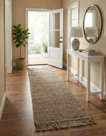 Gray Hand Woven Chunky Jute Runner Rug